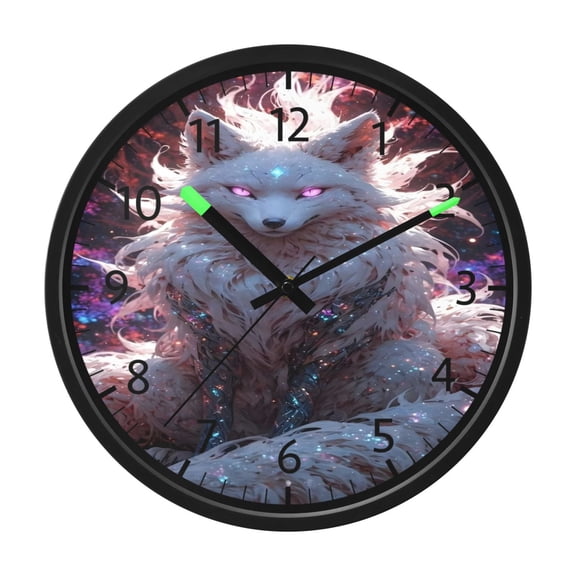 DIXRUYEE Voice Activated LED Night 12in Clock with Celestial Glow Fox Pattern