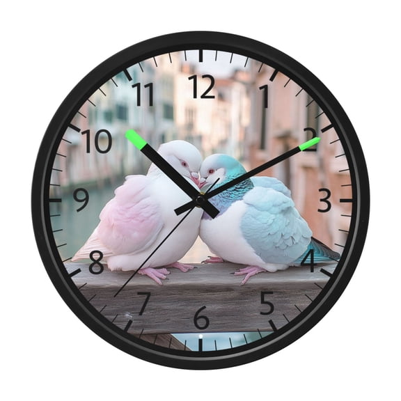 DIXRUYEE Voice Activated LED Night 12in Clock with Charming Doves Pattern