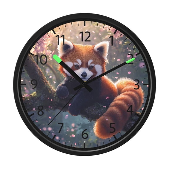DIXRUYEE Voice Activated LED Night 12in Clock with Charming Red Panda Pattern