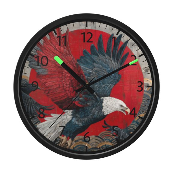 DIXRUYEE Voice Activated LED Night 12in Clock with Clash Of Feathers and Fire Pattern