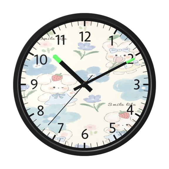 DIXRUYEE Voice Activated LED Night 12in Clock with Cloud Bunny Smile Pattern