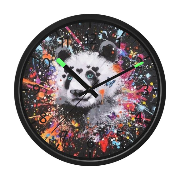 DIXRUYEE Voice Activated LED Night 12in Clock with Colorful Panda Splash Pattern