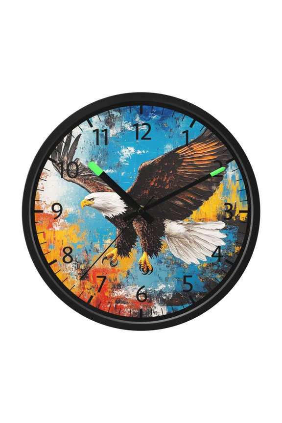 DIXRUYEE Voice Activated LED Night 12in Clock with Eagles in Flight Pattern