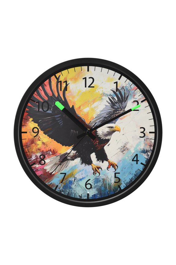 DIXRUYEE Voice Activated LED Night 12in Clock with Eagles in Flight Pattern