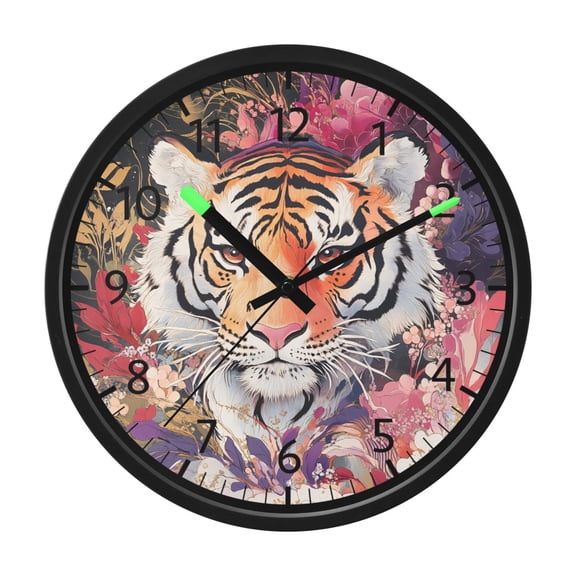 DIXRUYEE Voice Activated LED Night 12in Clock with Fiery Elegance Pattern