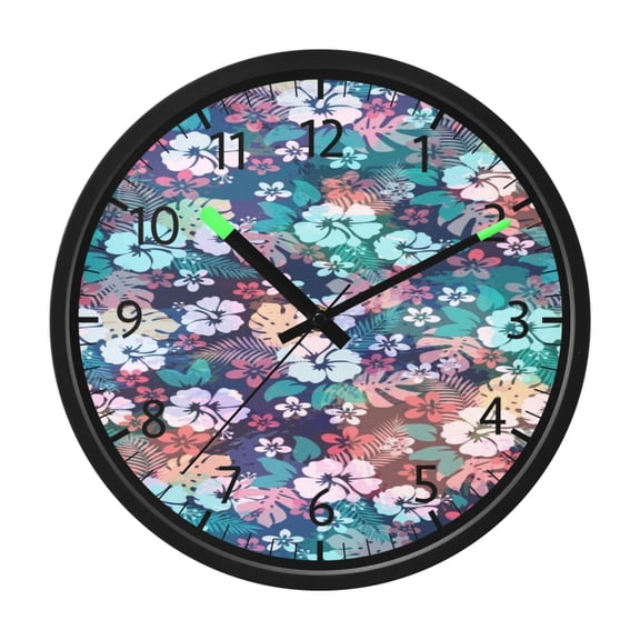 DIXRUYEE Voice Activated LED Night 12in Clock with Floral Fantasy Mosaic Pattern
