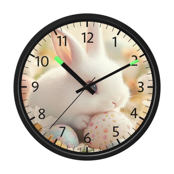 DIXRUYEE Voice Activated LED Night 12in Clock with Fluffy Bunny Delight Pattern