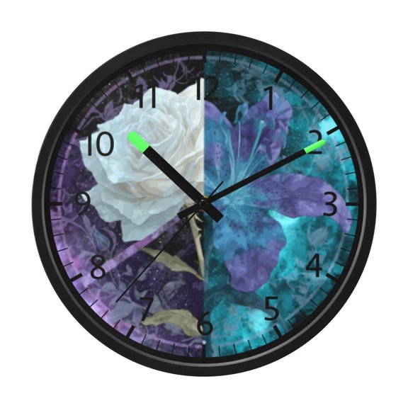 DIXRUYEE Voice Activated LED Night 12in Clock with Galaxy Flowers Pattern