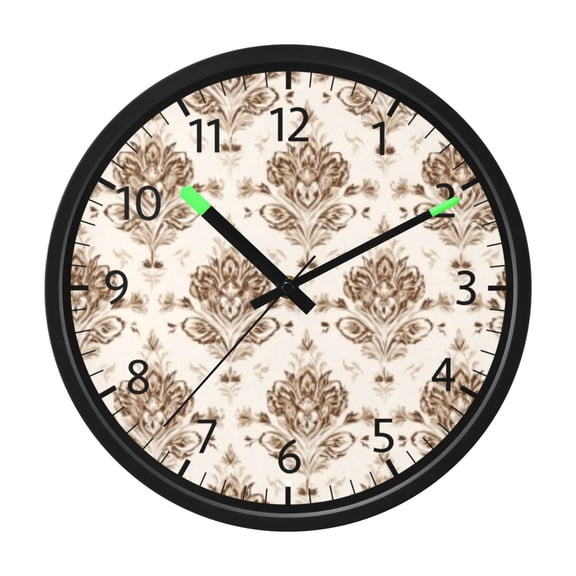 DIXRUYEE Voice Activated LED Night 12in Clock with Gold Ornate Damask Pattern