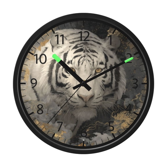 DIXRUYEE Voice Activated LED Night 12in Clock with Gold-laced Guardian Pattern