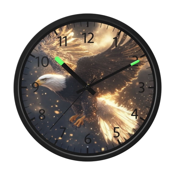 DIXRUYEE Voice Activated LED Night 12in Clock with Golden Eagles in Flight Pattern