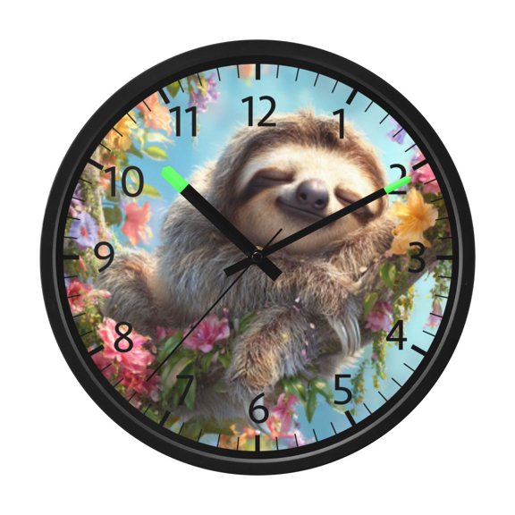 DIXRUYEE Voice Activated LED Night 12in Clock with Happy Sloth Pattern