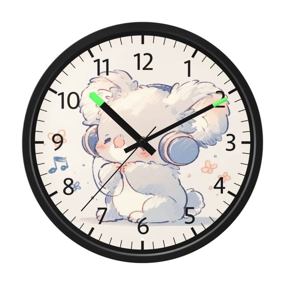 DIXRUYEE Voice Activated LED Night 12in Clock with Headphone Koala Pattern