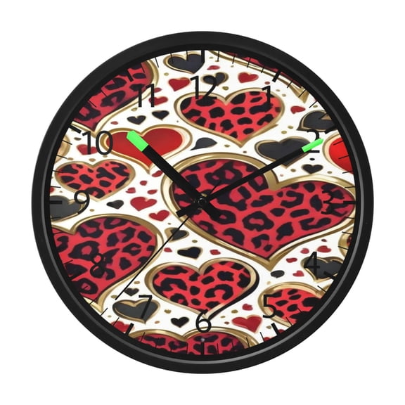 DIXRUYEE Voice Activated LED Night 12in Clock with Leopard Heart Edgy Print Pattern