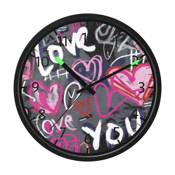 DIXRUYEE Voice Activated LED Night 12in Clock with Love You Graffiti Pattern