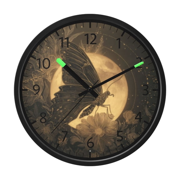 DIXRUYEE Voice Activated LED Night 12in Clock with Moonwheel Monarch Pattern