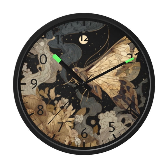 DIXRUYEE Voice Activated LED Night 12in Clock with Ornate Moon Garden Pattern