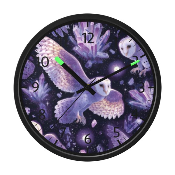 DIXRUYEE Voice Activated LED Night 12in Clock with Owl Magic Pattern