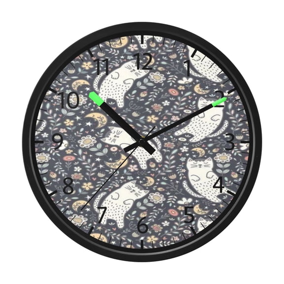DIXRUYEE Voice Activated LED Night 12in Clock with Owls and Moon on Dark Pattern