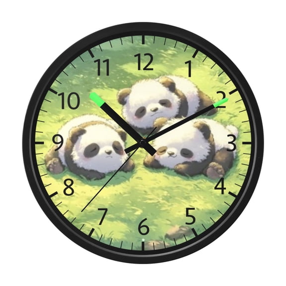 DIXRUYEE Voice Activated LED Night 12in Clock with Panda Meadow Nap Pattern