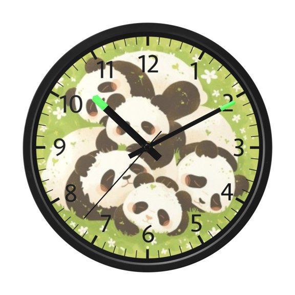 DIXRUYEE Voice Activated LED Night 12in Clock with Panda Stack Pattern