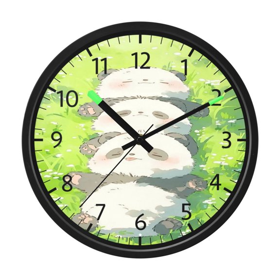 DIXRUYEE Voice Activated LED Night 12in Clock with Pandas Stack Pattern