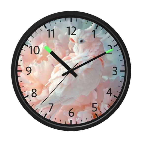 DIXRUYEE Voice Activated LED Night 12in Clock with Peony Dream Pattern
