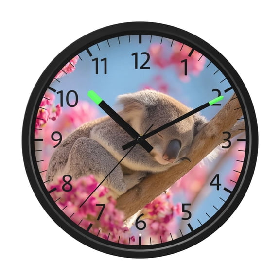 DIXRUYEE Voice Activated LED Night 12in Clock with Pink Bloom Koala Pattern
