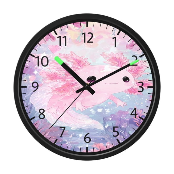 DIXRUYEE Voice Activated LED Night 12in Clock with Pink Fish Waterworld Pattern