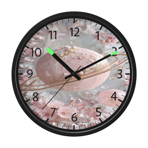 DIXRUYEE Voice Activated LED Night 12in Clock with Pinkorbit Pattern