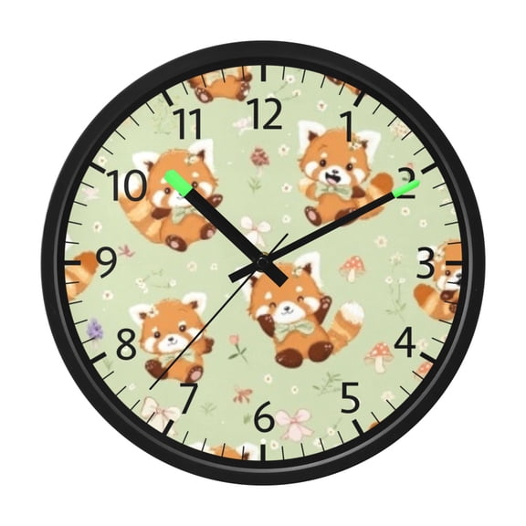 DIXRUYEE Voice Activated LED Night 12in Clock with Playful Red Panda Pattern