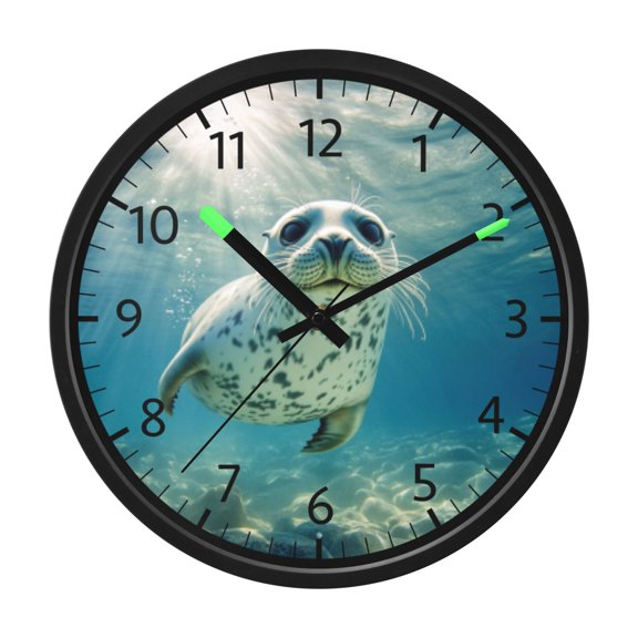 DIXRUYEE Voice Activated LED Night 12in Clock with Playful Seal Dive Pattern