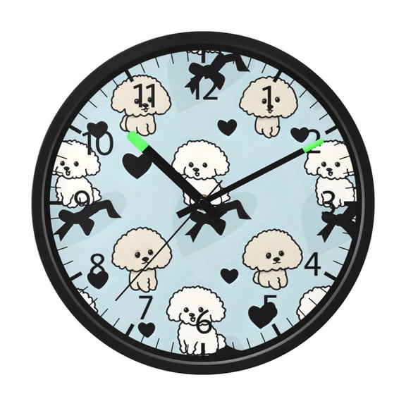 DIXRUYEE Voice Activated LED Night 12in Clock with Poodle Bow Pattern