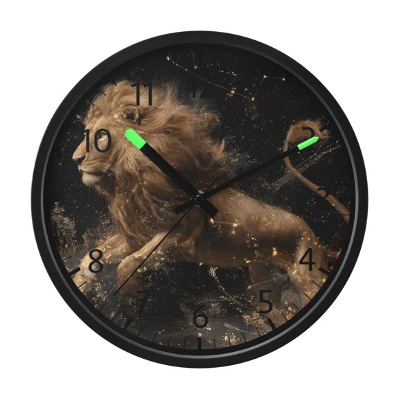 DIXRUYEE Voice Activated LED Night 12in Clock with Shadow Lion Pattern