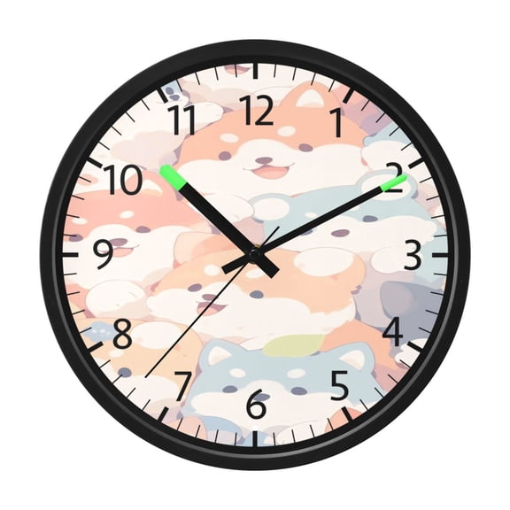 DIXRUYEE Voice Activated LED Night 12in Clock with Shiba Inu Pastel Dream Pattern