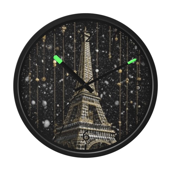 DIXRUYEE Voice Activated LED Night 12in Clock with Snowy Tower Pattern