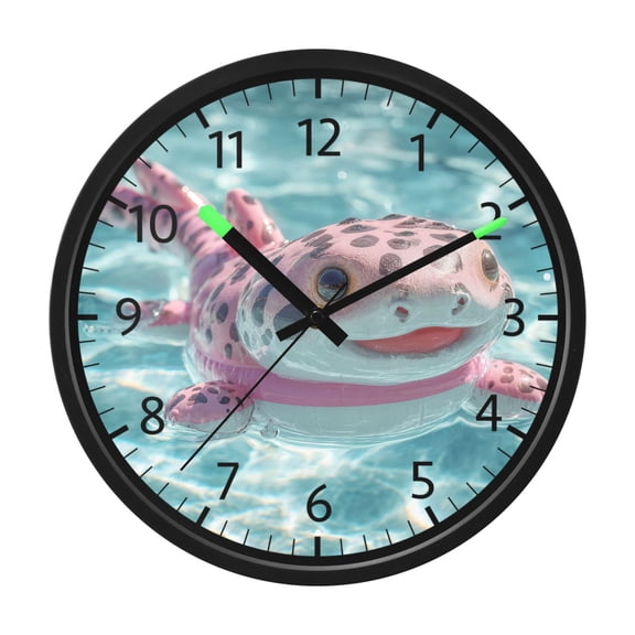 DIXRUYEE Voice Activated LED Night 12in Clock with Spotted Axolotl Swim Pattern