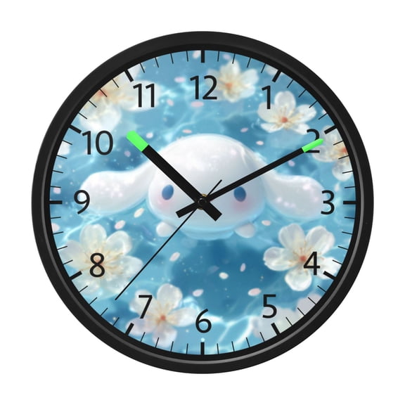 DIXRUYEE Voice Activated LED Night 12in Clock with Sunlit Floral Pool Companion Pattern