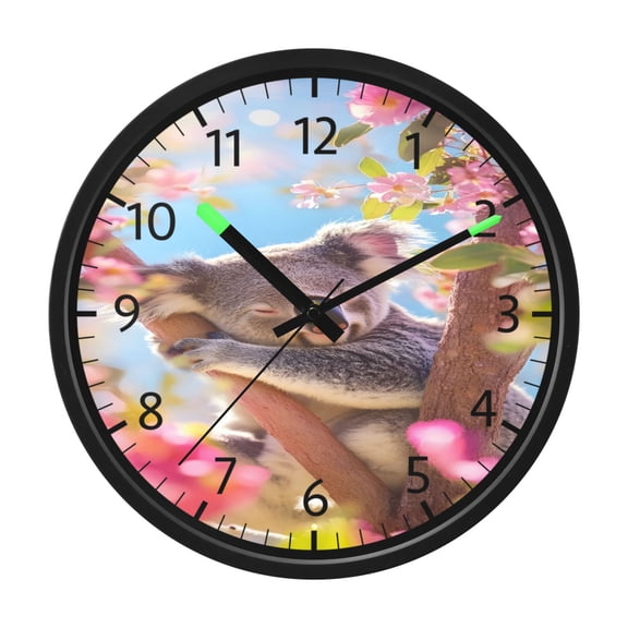 DIXRUYEE Voice Activated LED Night 12in Clock with Sunlit Koala Pattern