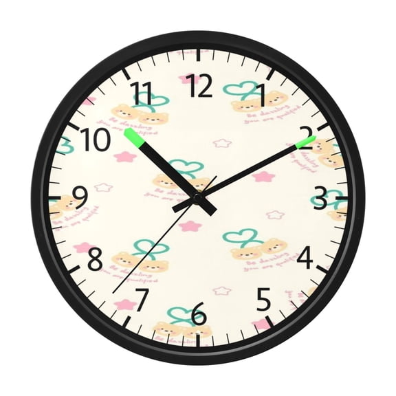 DIXRUYEE Voice Activated LED Night 12in Clock with Sweetheart Charm Ditsy Pattern