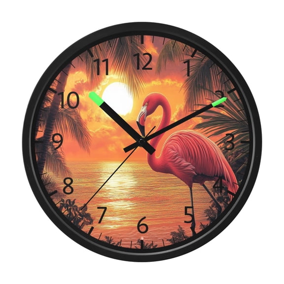 DIXRUYEE Voice Activated LED Night 12in Clock with Tropical Sunset Serenade Pattern