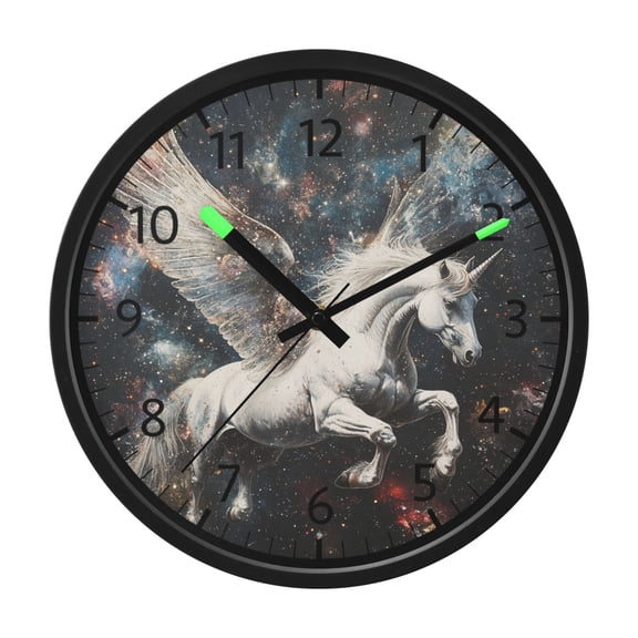 DIXRUYEE Voice Activated LED Night 12in Clock with Unicorn in Space Pattern