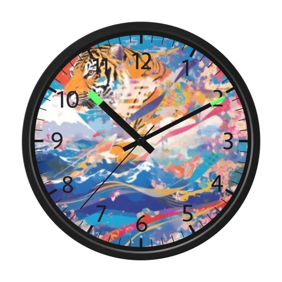 DIXRUYEE Voice Activated LED Night 12in Clock with Vibrant Tige Pattern