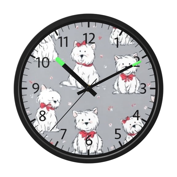 DIXRUYEE Voice Activated LED Night 12in Clock with Westie Bow-tie Pattern Pattern