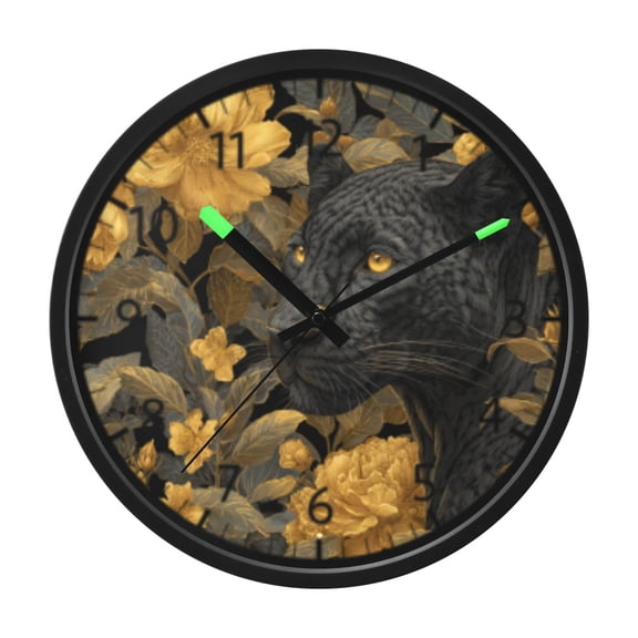 DIXRUYEE Voice Activated LED Night Wall Clock Size:12in Amber Eyes in A Flora Forest Pattern