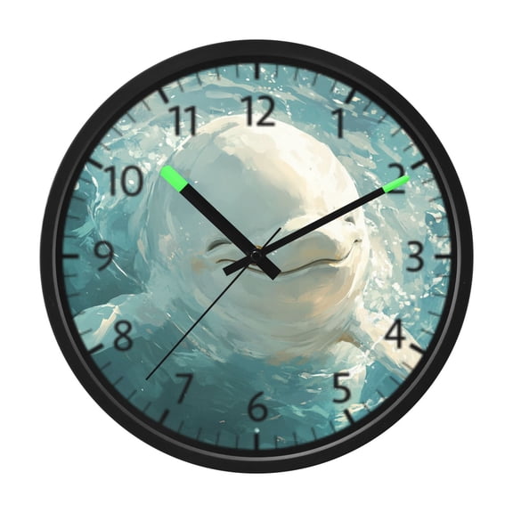 DIXRUYEE Voice Activated LED Night Wall Clock Size:12in Blissful Beluga Pattern