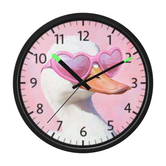 DIXRUYEE Voice Activated LED Night Wall Clock Size:12in Charming Duck Pattern