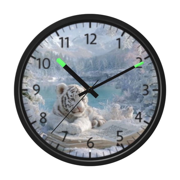 DIXRUYEE Voice Activated LED Night Wall Clock Size:12in Cozy Book Cub Pattern