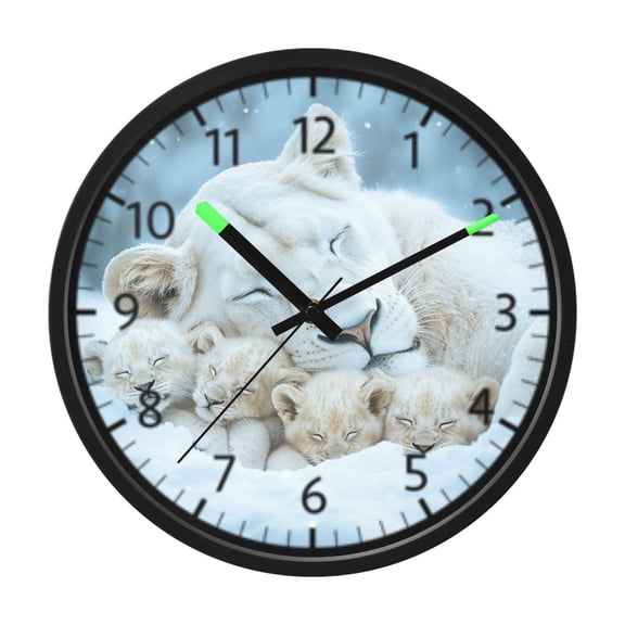 DIXRUYEE Voice Activated LED Night Wall Clock Size:12in Cozy Snowy Familycozy Snowy Family Pattern