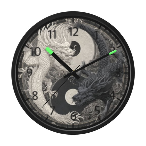 DIXRUYEE Voice Activated LED Night Wall Clock Size:12in Dragon Tempest Pattern